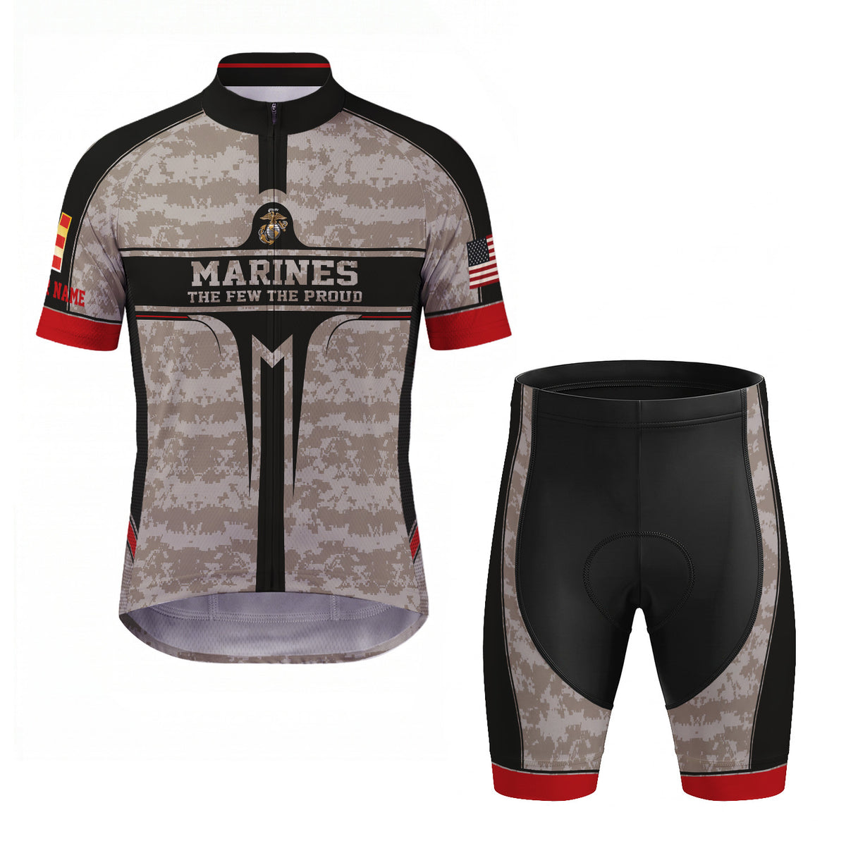 Personalized USMC Cycling Jersey Custom Name & Rank Marine Veteran Shirt