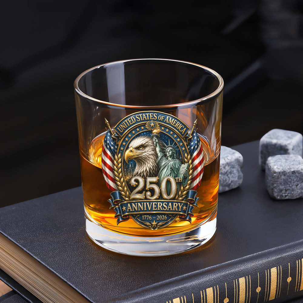 USA 250 Whiskey Glass Independence Day Keepsake