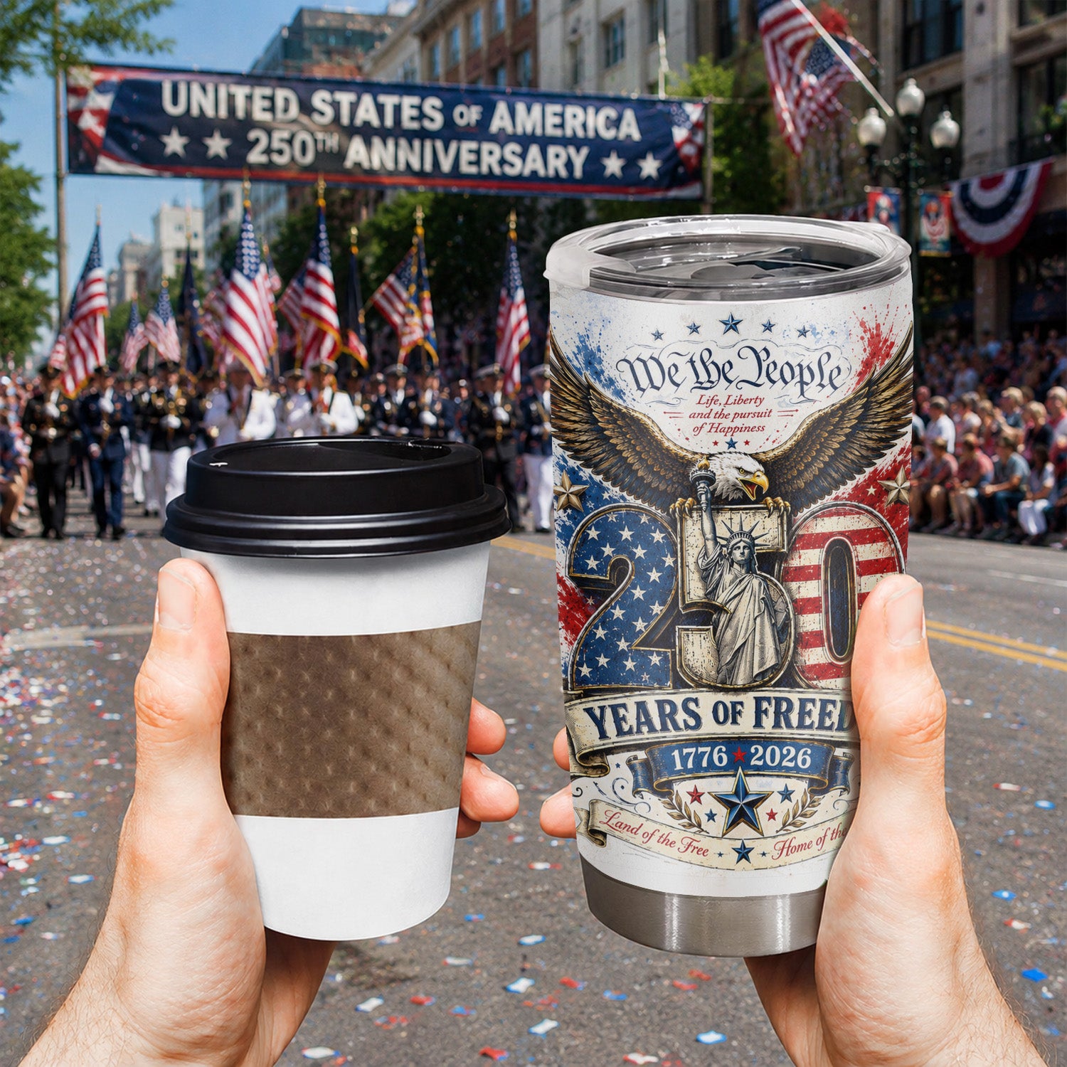 Patriotic Eagle Tumbler 20oz USA 250th Birthday Gift