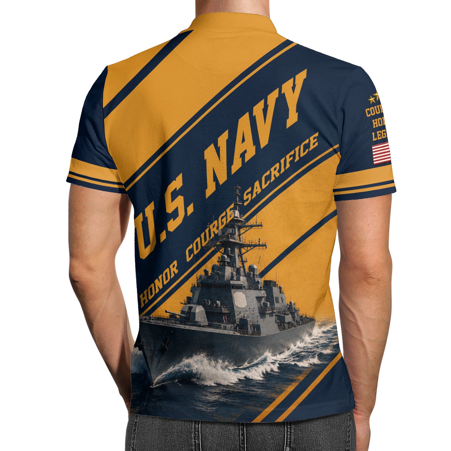 Personalized US Navy Sailor 3D All-Over Print Polo Shirt