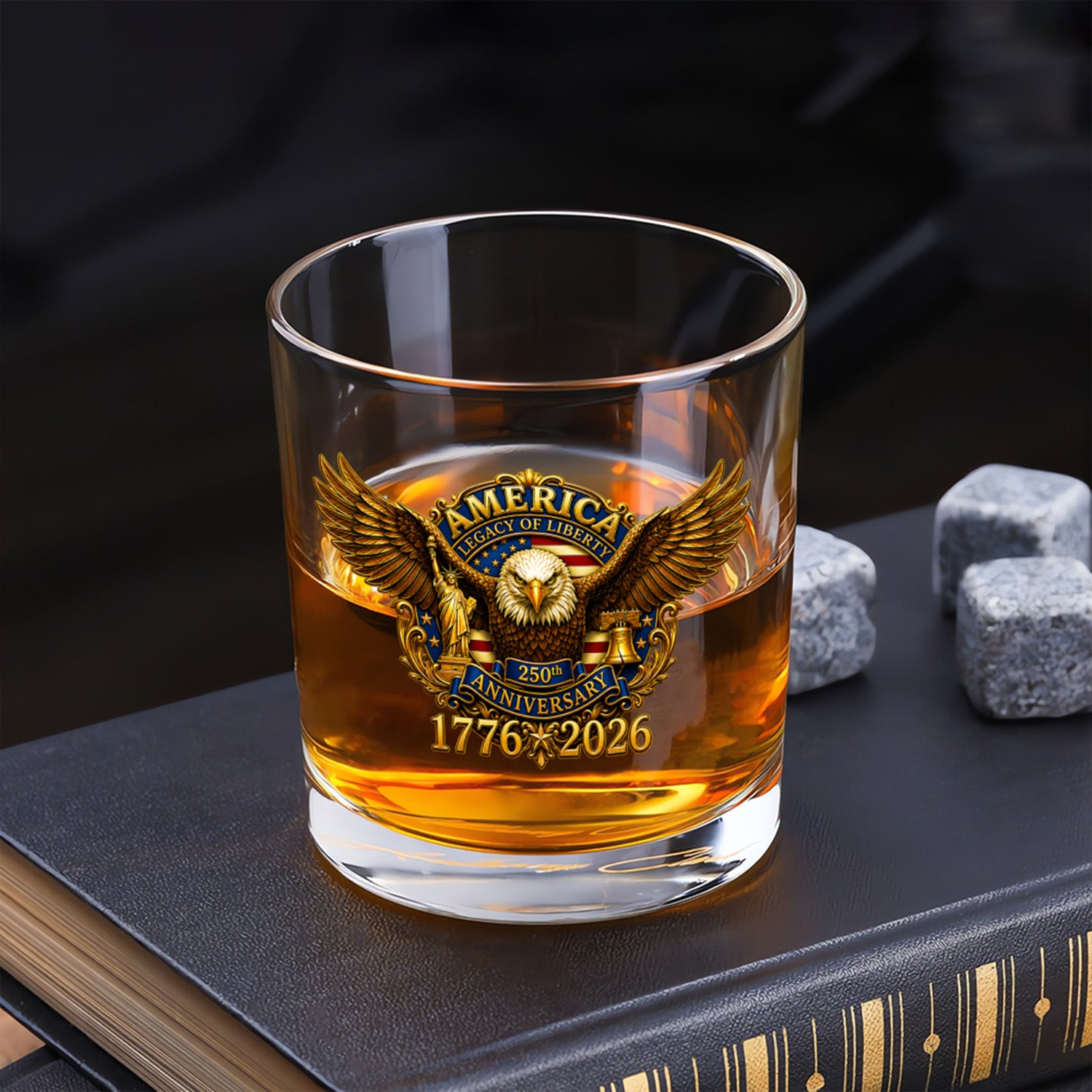 USA 250th Anniversary Whiskey Glass Patriotic