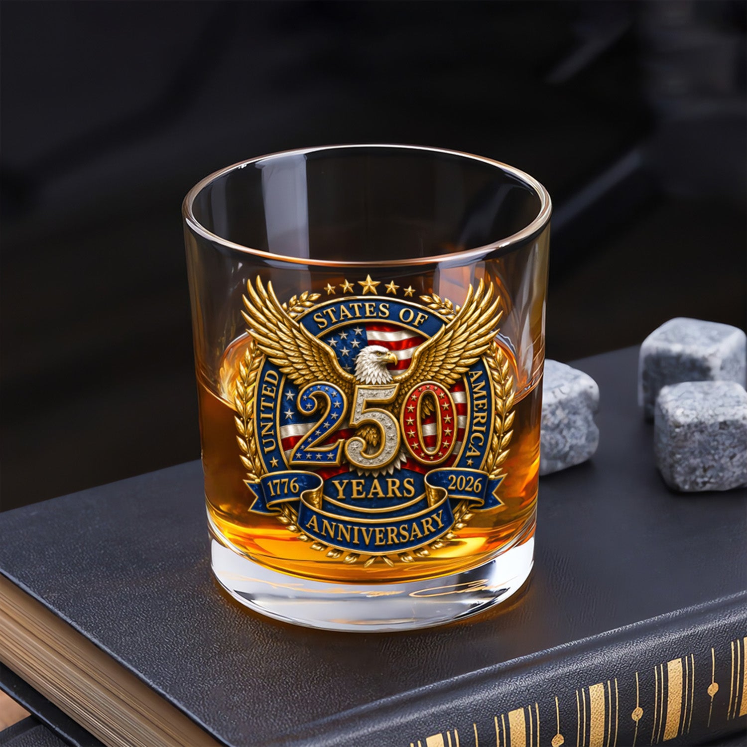 USA 250th Anniversary Old Fashioned Whiskey Glass Gift
