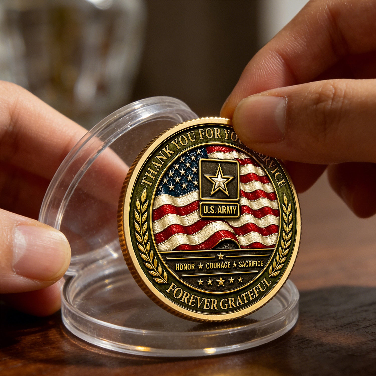 Personalized Army Coin Custom Photo Rank Name Gift