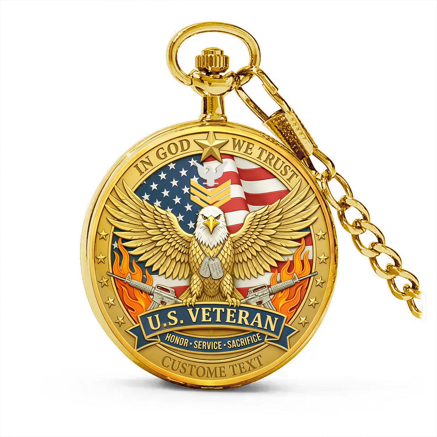 Personalized US Navy 250th Anniversary Gift Pocket Watch