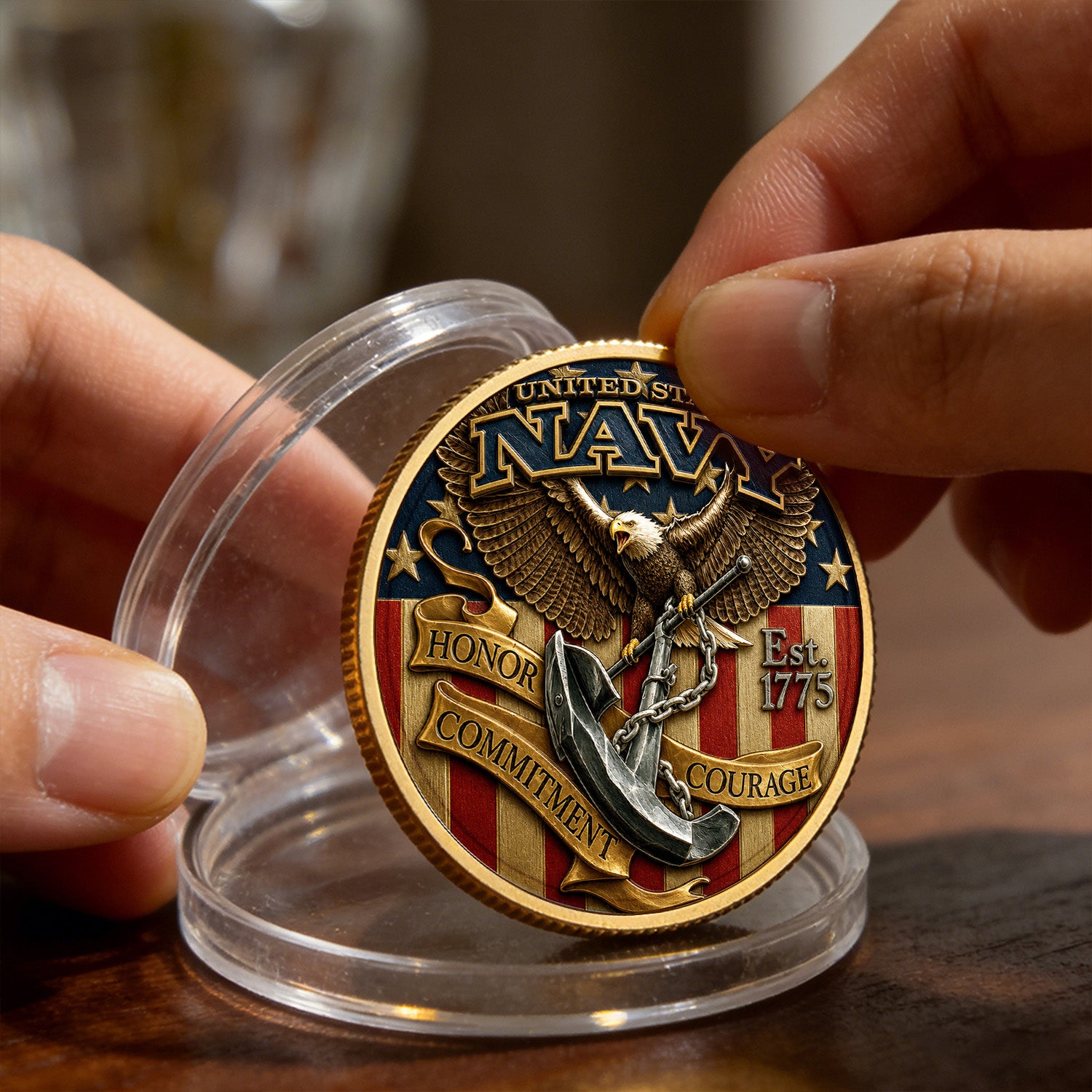 Custom Navy Enlisted Rank Name 3D Challenge Coin Gift