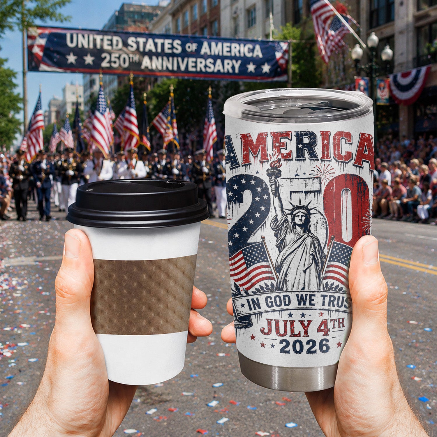 USA 250 Heritage Tumbler 20oz Patriotic Freedom Gift