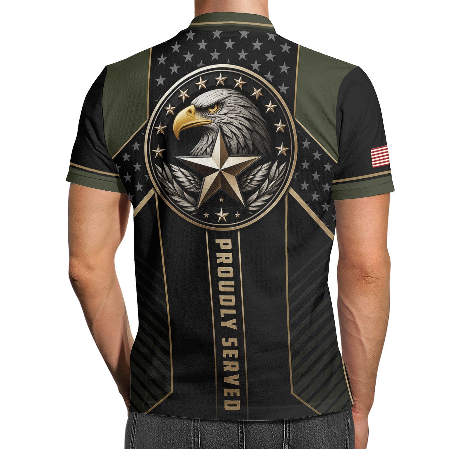 US Army Military Personalized Rank Polo Shirt Gift for Men