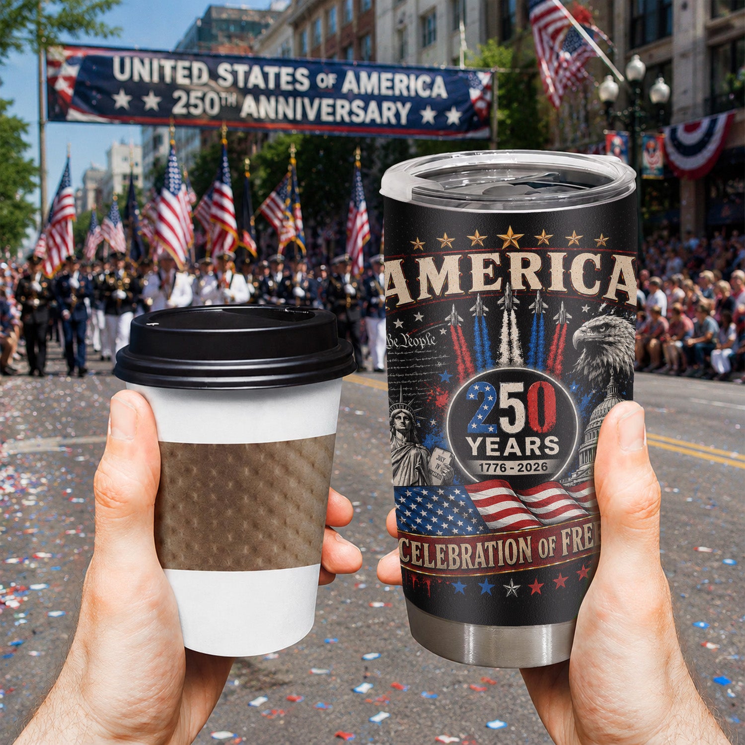 USA 250 Years Liberty Tumbler 20oz Patriotic Keepsake
