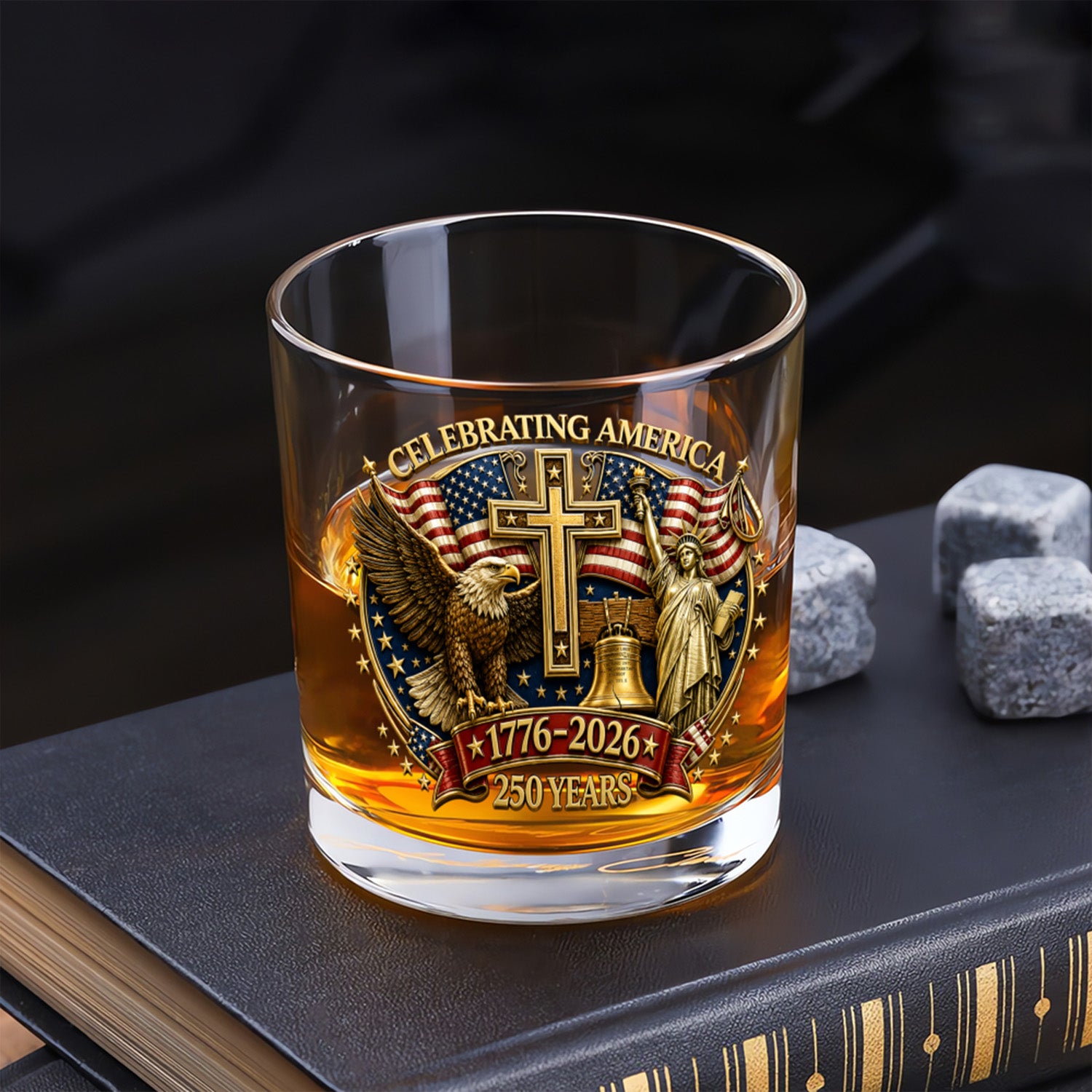 American Liberty Whiskey Glass USA 250 Years Collectible Gift