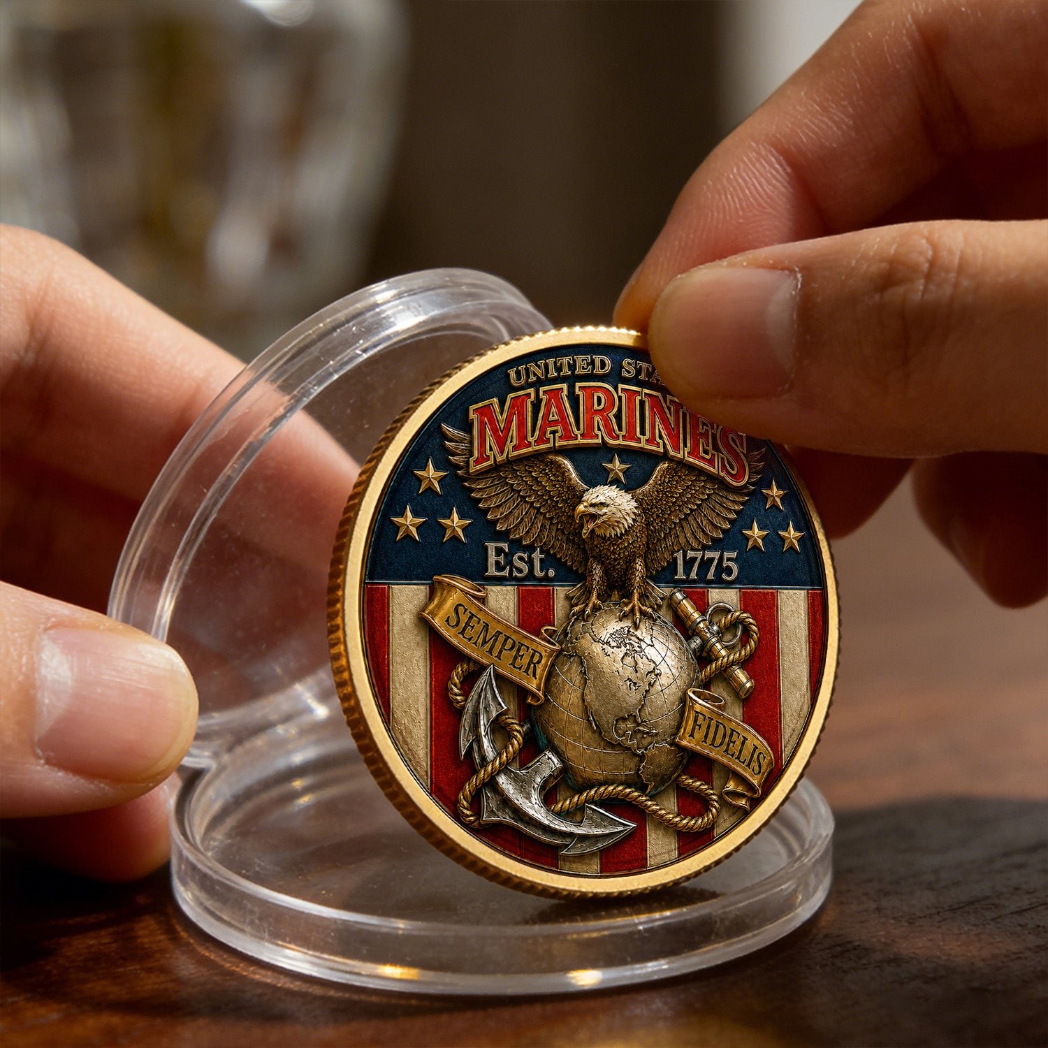US Marine Corps Personalized Rank Name 3D Challenge Coin Gift