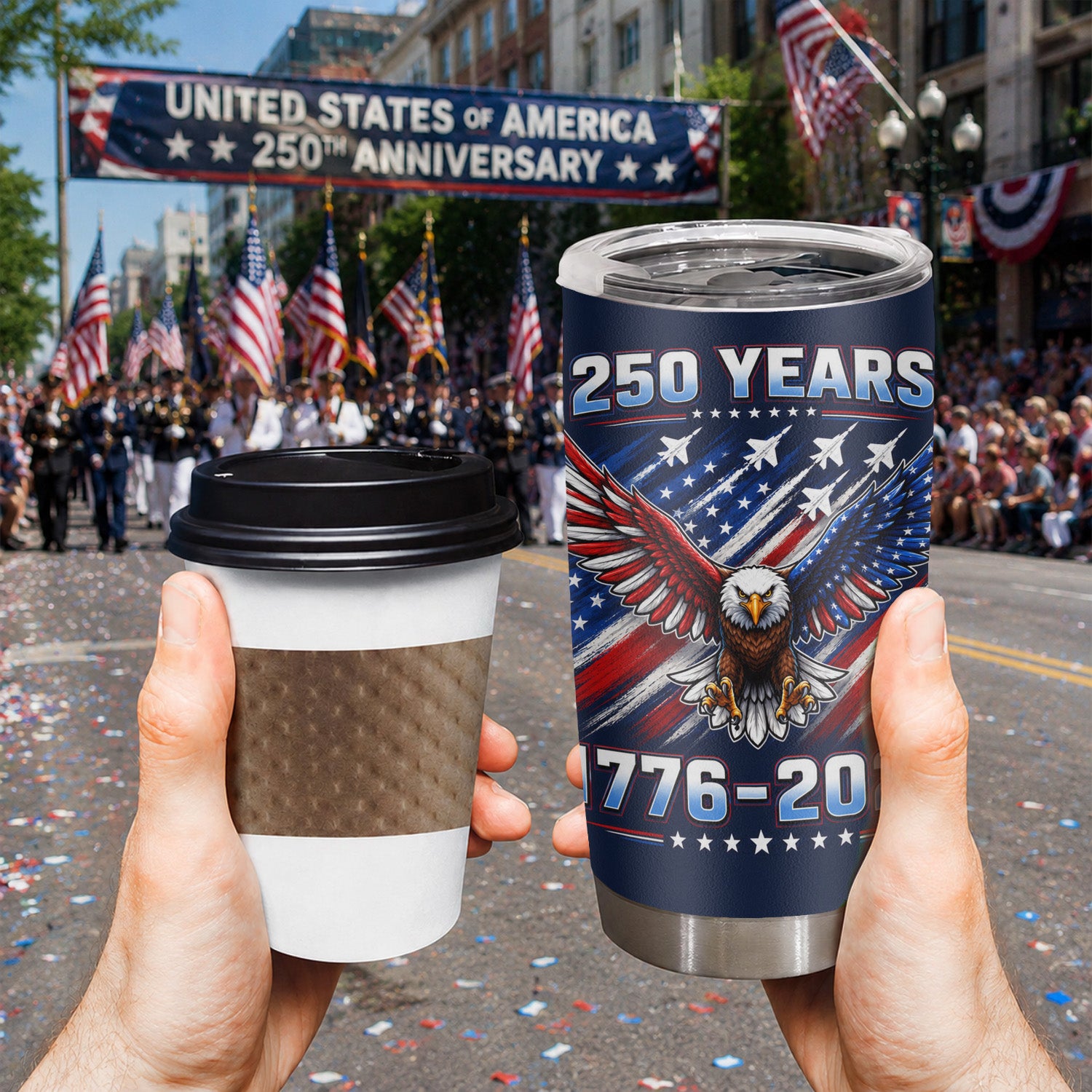 America 250th Birthday Tumbler 20oz American Pride Gift