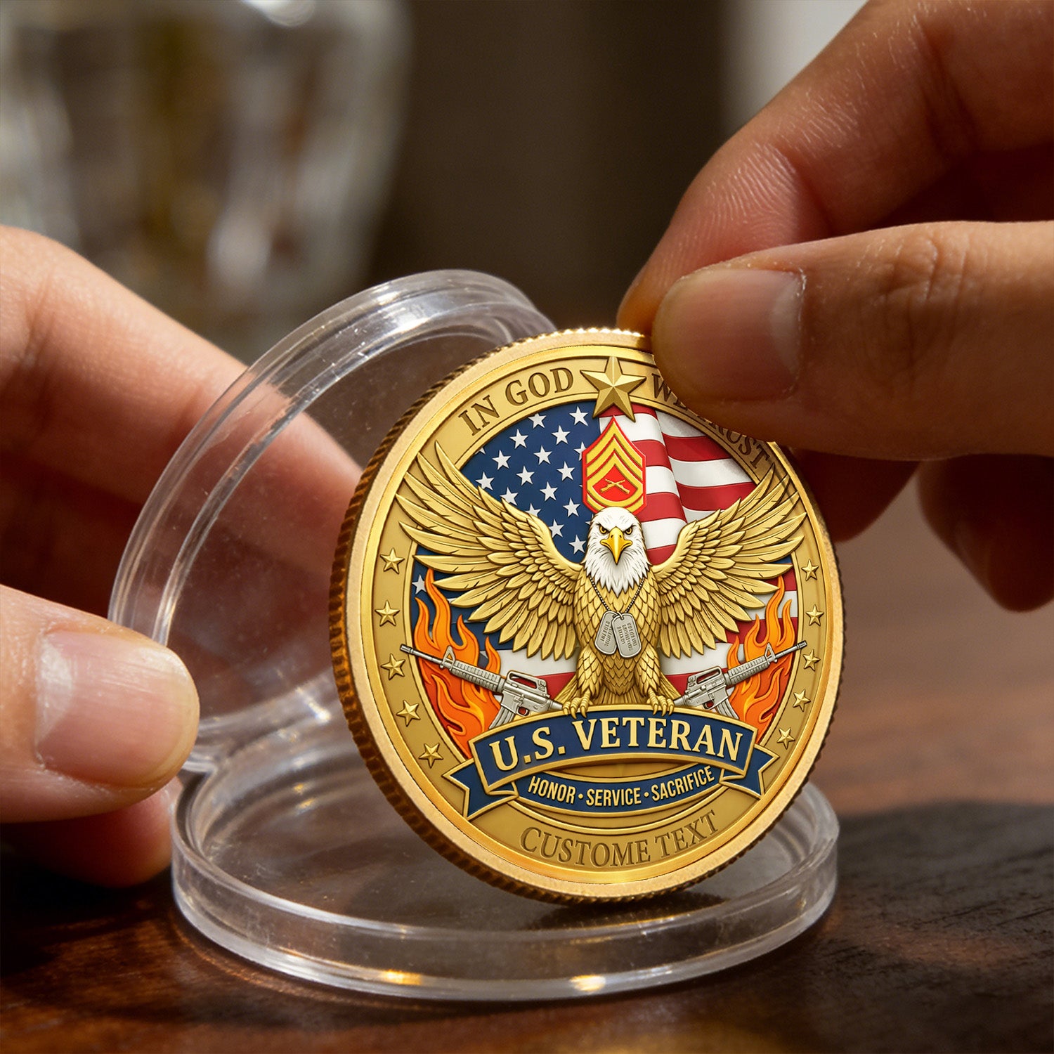 Personalized U.S. MARlNES Veteran Eagle Challenge Coin