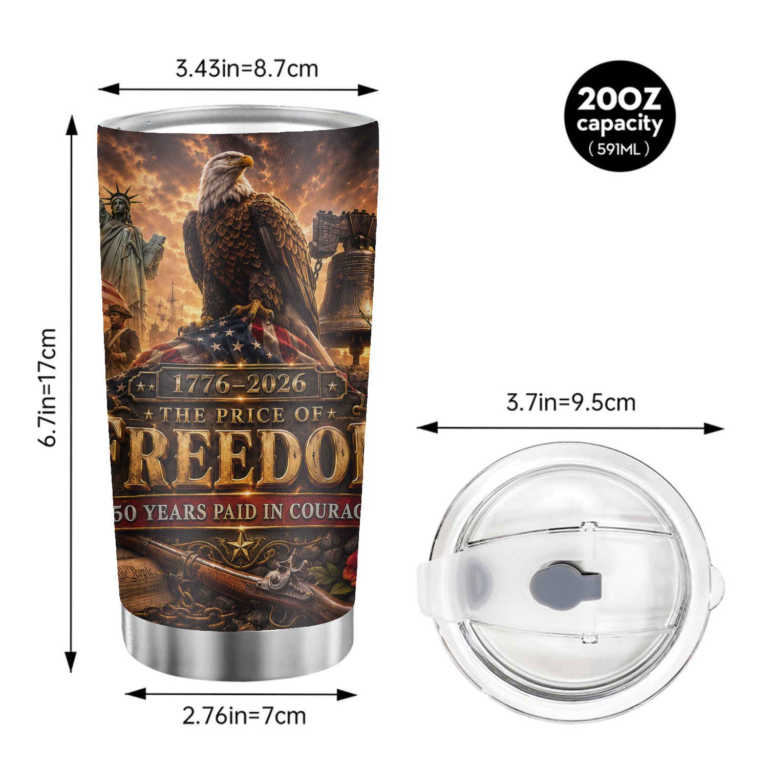 America 250 Years Tumbler 20oz Liberty Celebration