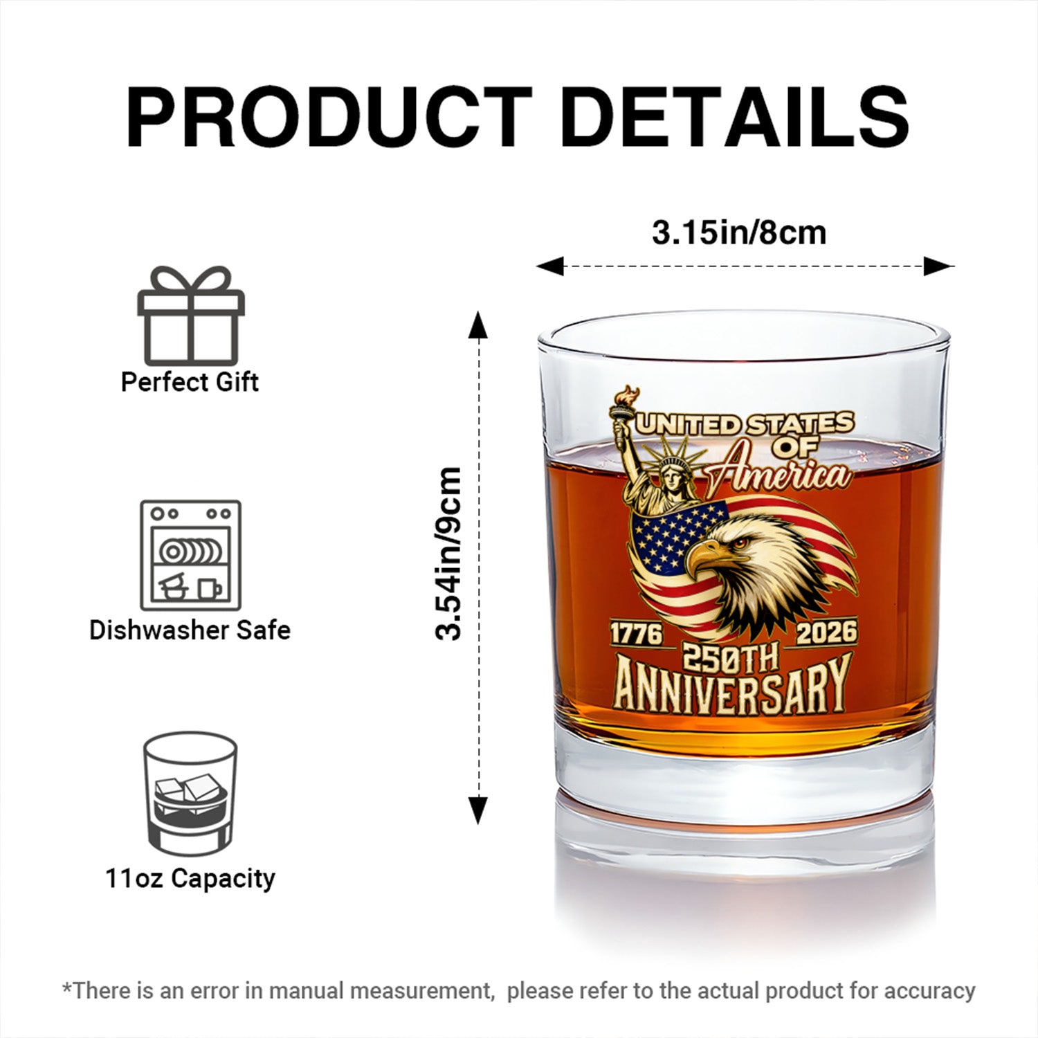 USA 1776-2026 Whiskey Glass Limited Edition