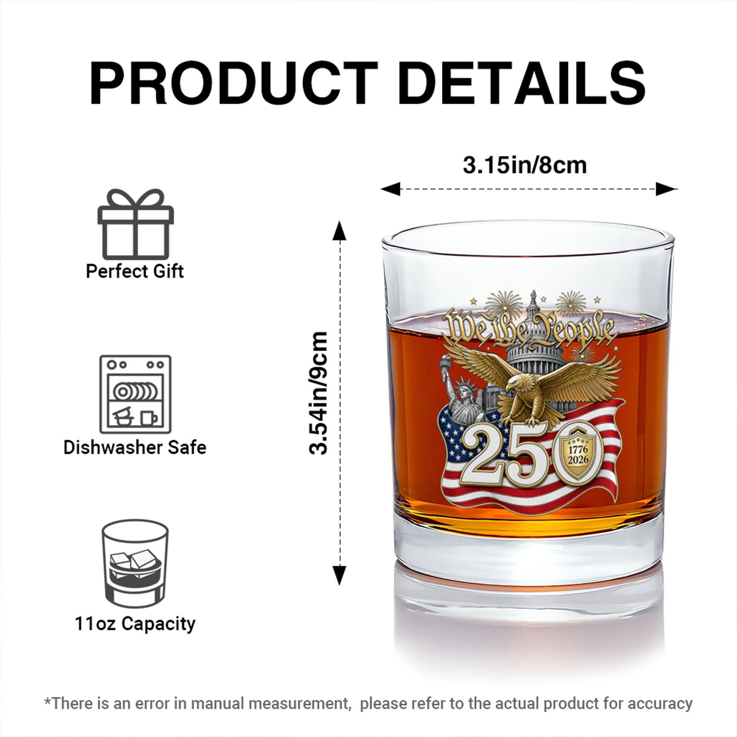 American Heritage Bourbon Glass USA 250 Years