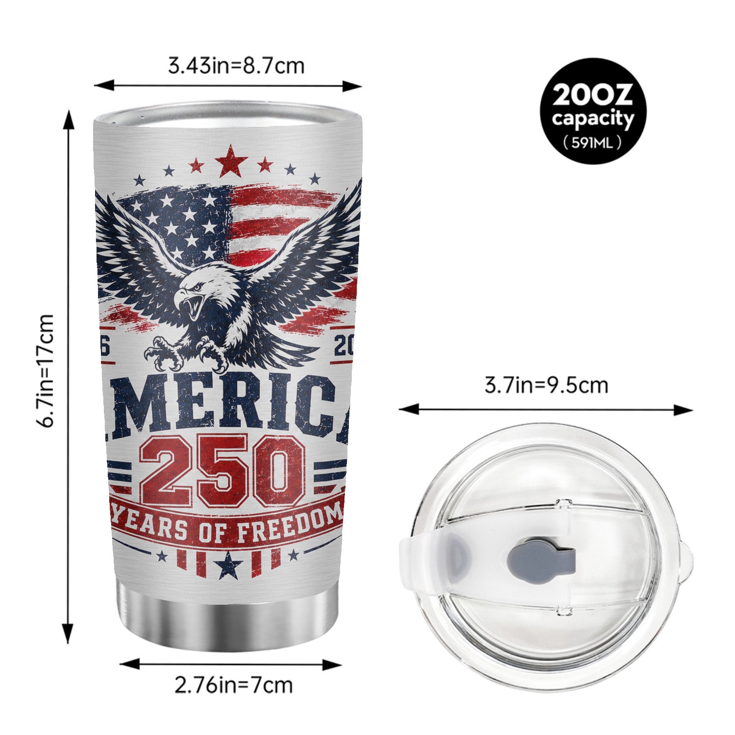 America 250th Anniversary Tumbler 20oz Liberty Edition