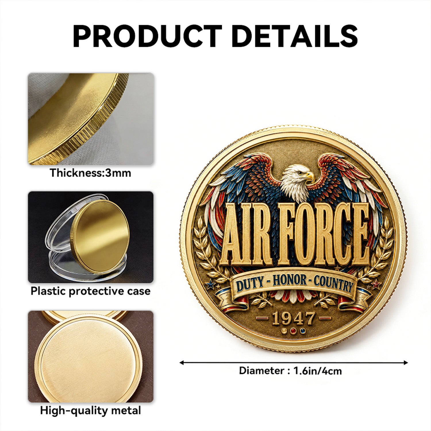 Custom USAF Military Rank Message 3D Challenge Coin