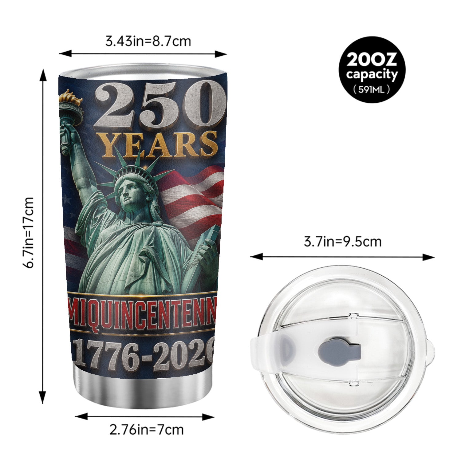 USA 250 Years Semiquincentennial 20oz Tumbler