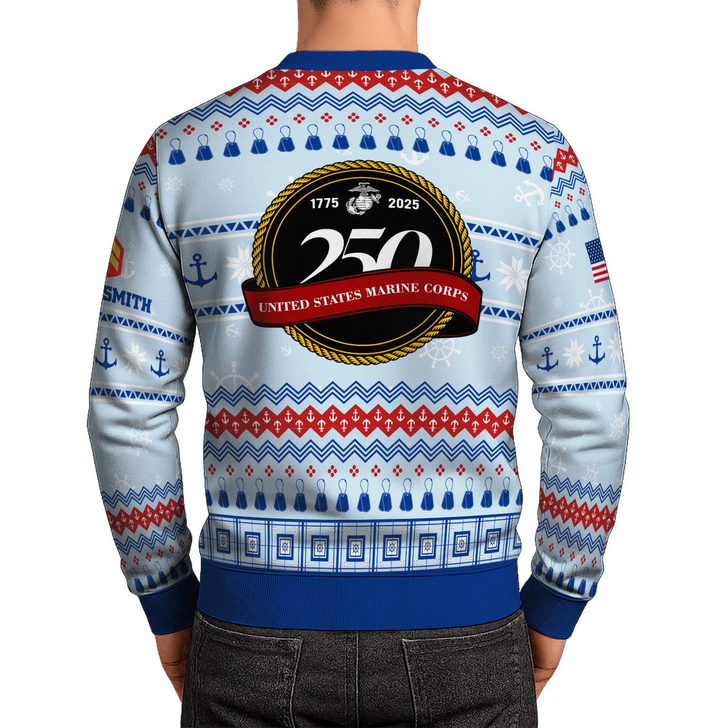 Custom Ranks And Text USMC Ugly Christmas Sweater for Women Men KRUST02