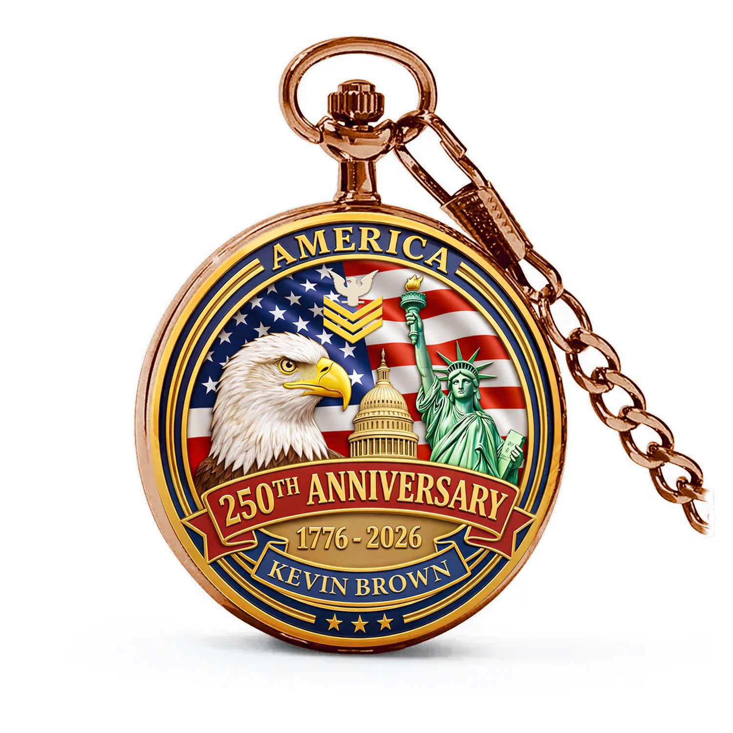 US Navy 250 Years Pocket Watch Personalized Veteran Keepsake