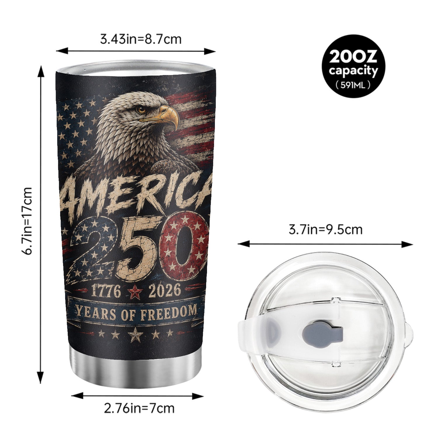 American Eagle USA 250 Tumbler 20oz Anniversary Gift
