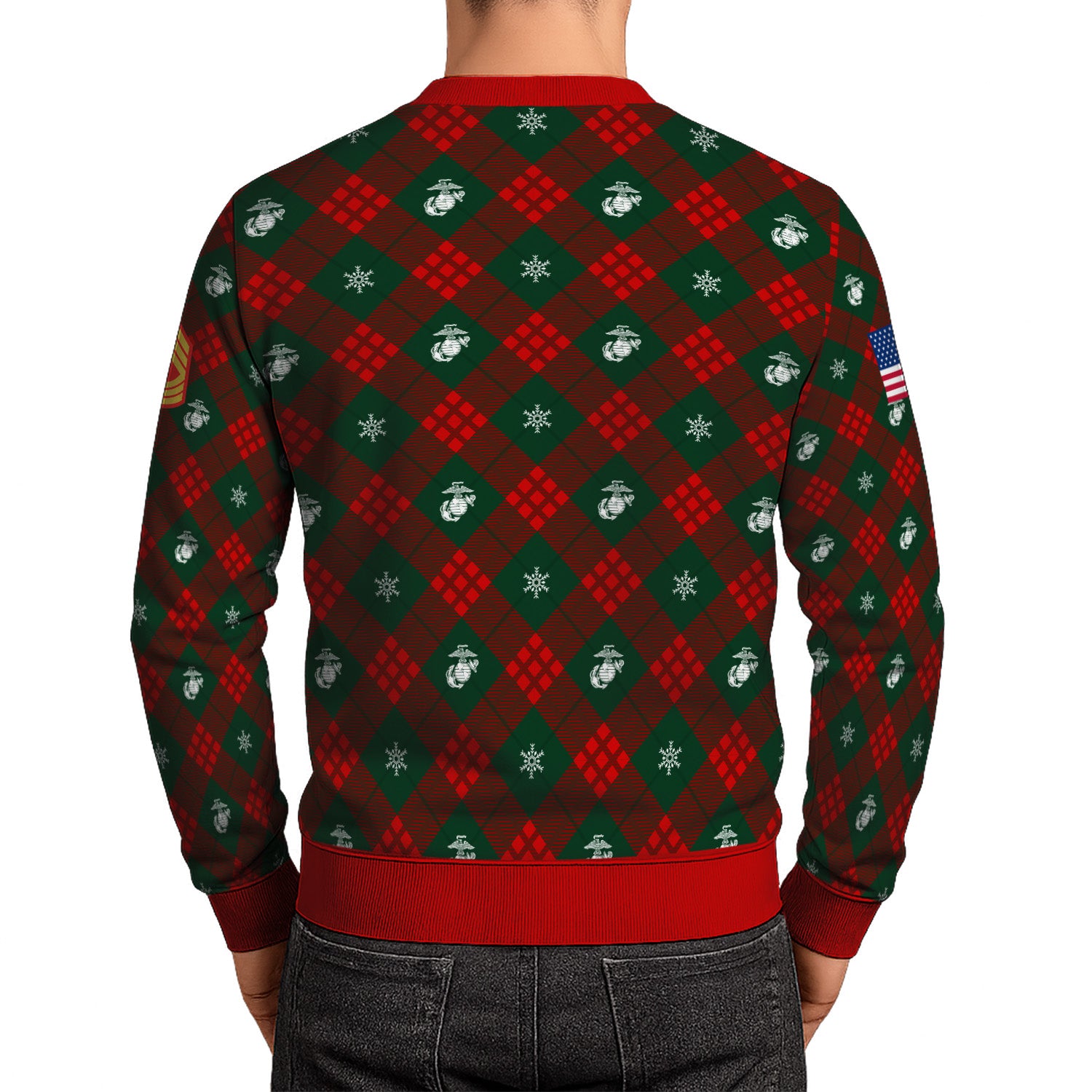 Custom Ranks USMC Ugly Christmas Sweater for Women Men KRUST08