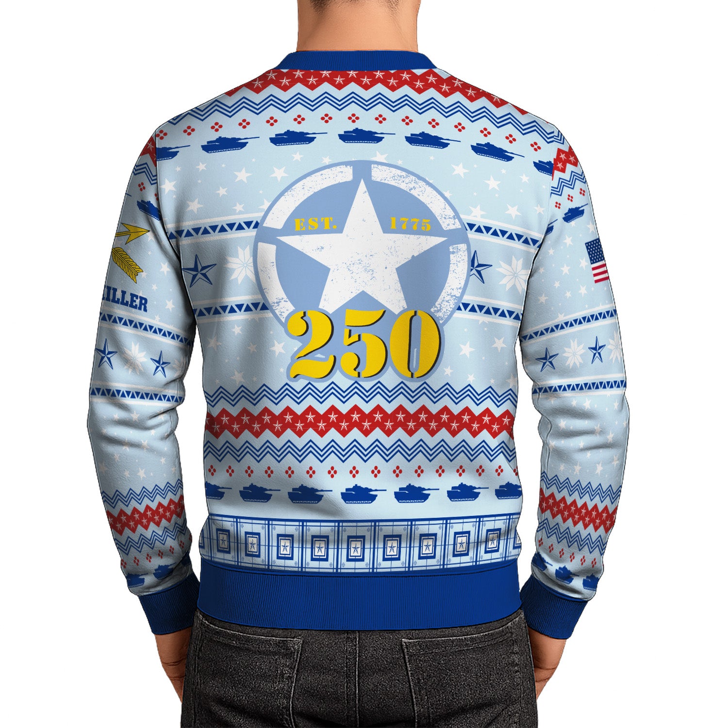 Custom Ranks And Text US Army Ugly Christmas Sweater for Women Men KRUST02