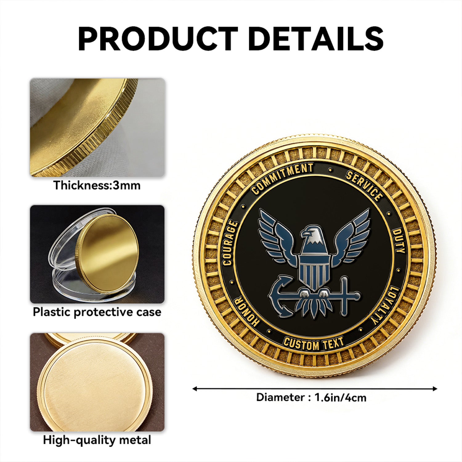 Navy Sailor Personalized Insignia 3D Challenge Coin Gift