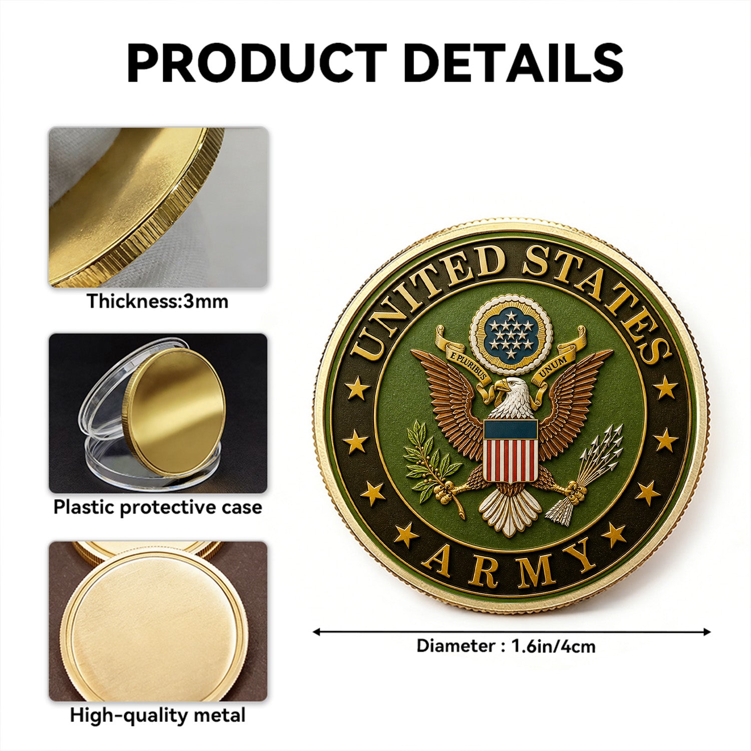 Personalized U.S.Army Rank Challenge Coin – Custom Veteran Tribute