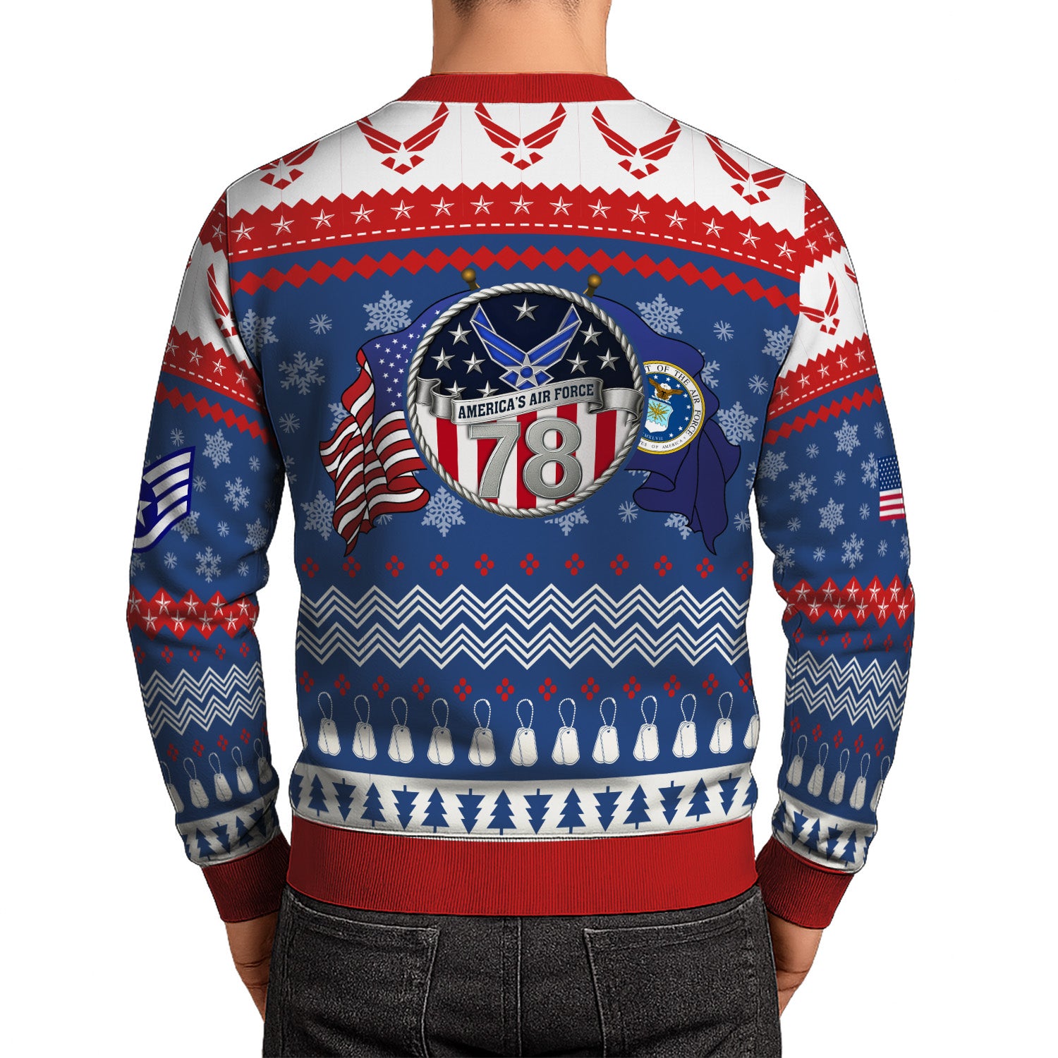 Custom Ranks US Air Force Ugly Christmas Sweater for Women Men KRUST04