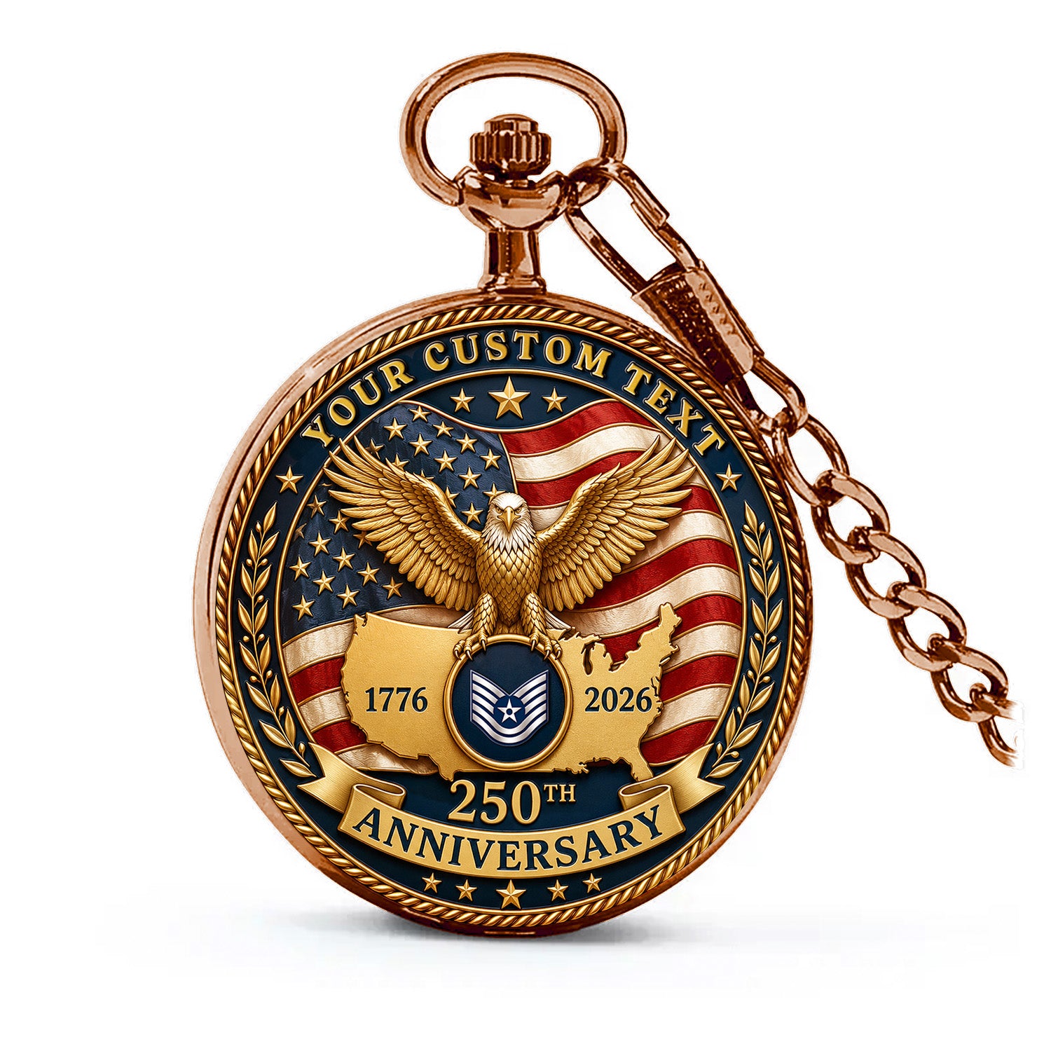 US Air Force Veteran Pocket Watch Custom Rank and Name