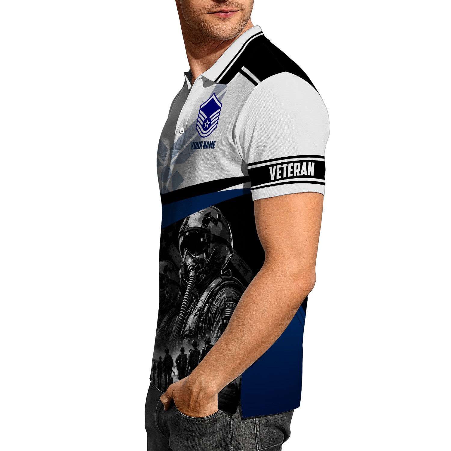 Personalized US Air Force Rank 3D All-Over Print Polo Shirt Gift
