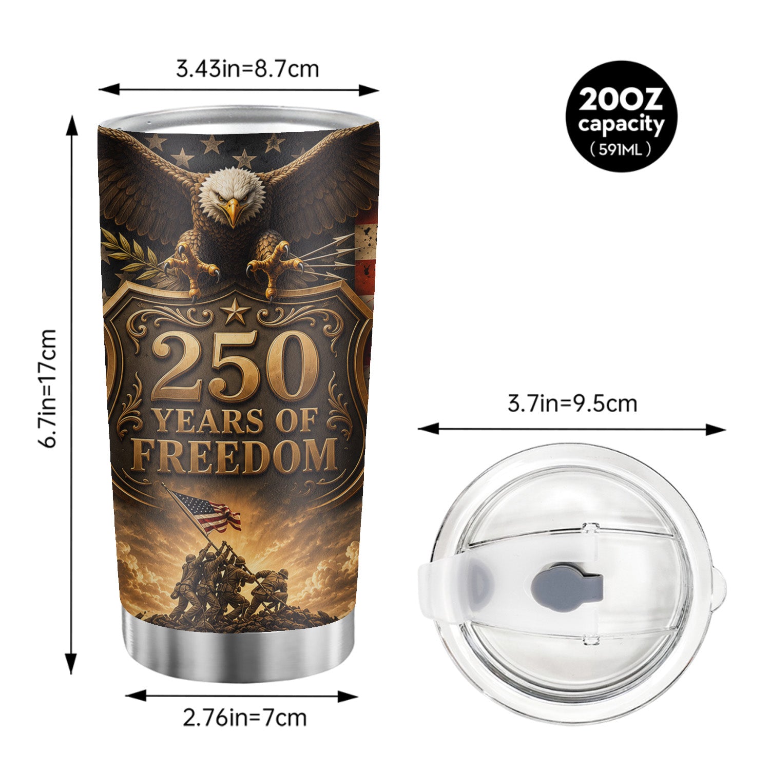 USA 250th Eagle Liberty Bell 20oz Tumbler