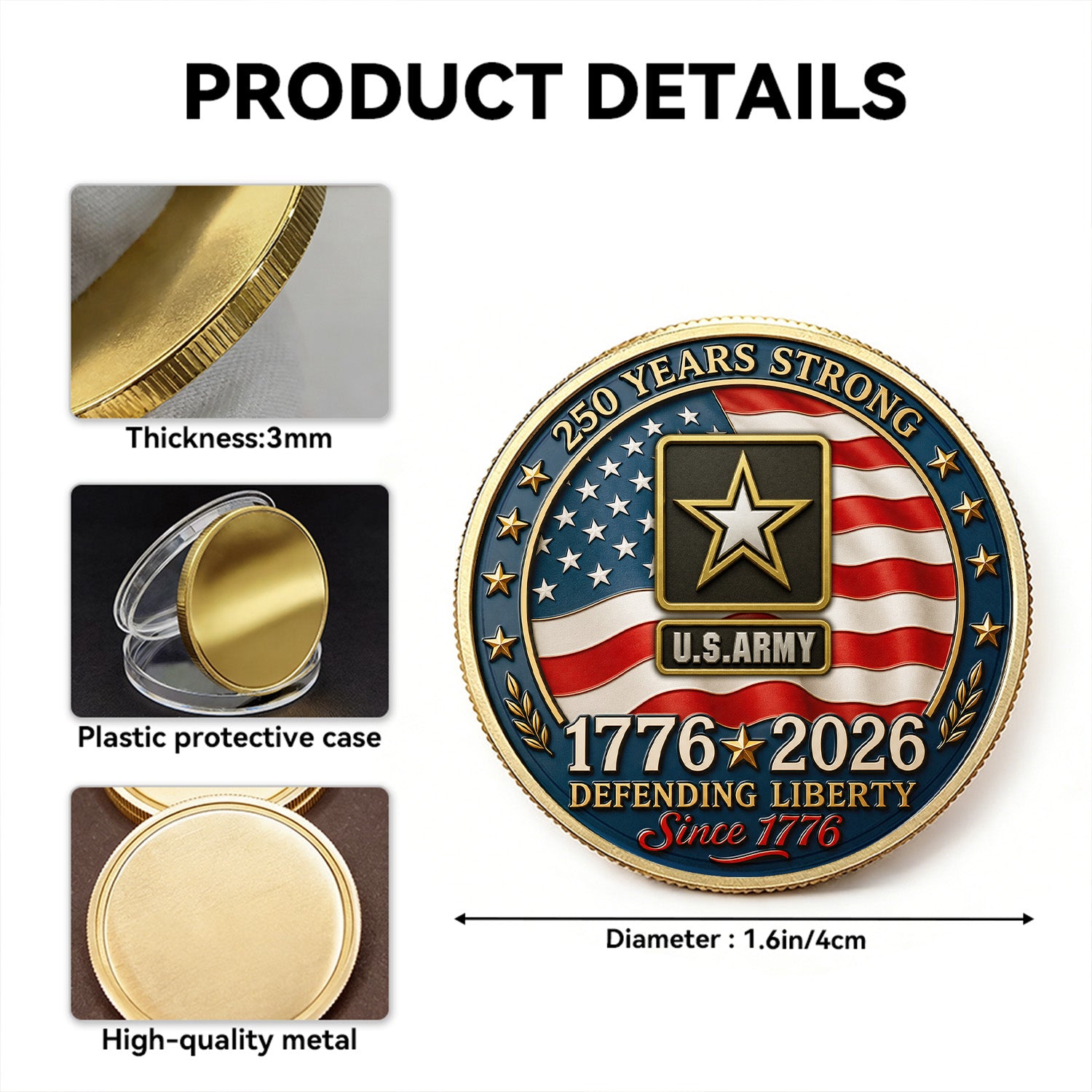 Custom U.S. Army  Veteran Coin with Photo – Personalized Military Keepsake