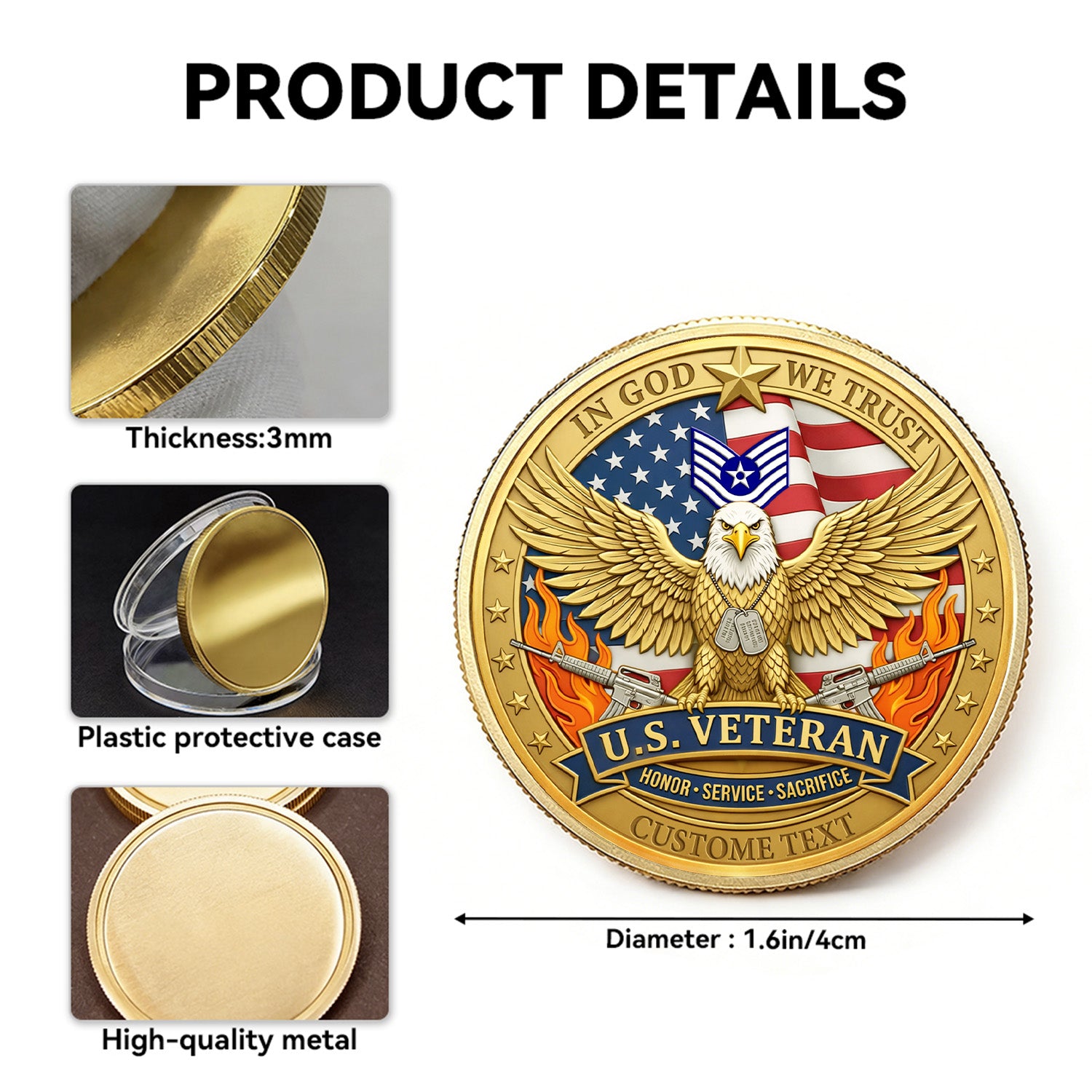 Personalized U.S. Air Force Veteran Eagle Challenge Coin