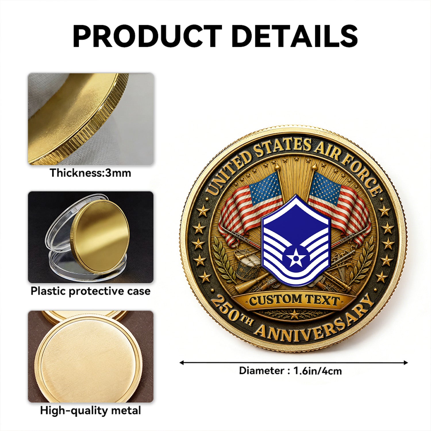 Personalized U.S. Air Force 250th Anniversary Soldier Challenge Coin