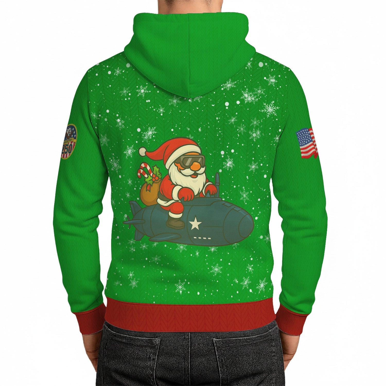 US Navy 3D All Over Print Hoodie Anchor Xmas Hat