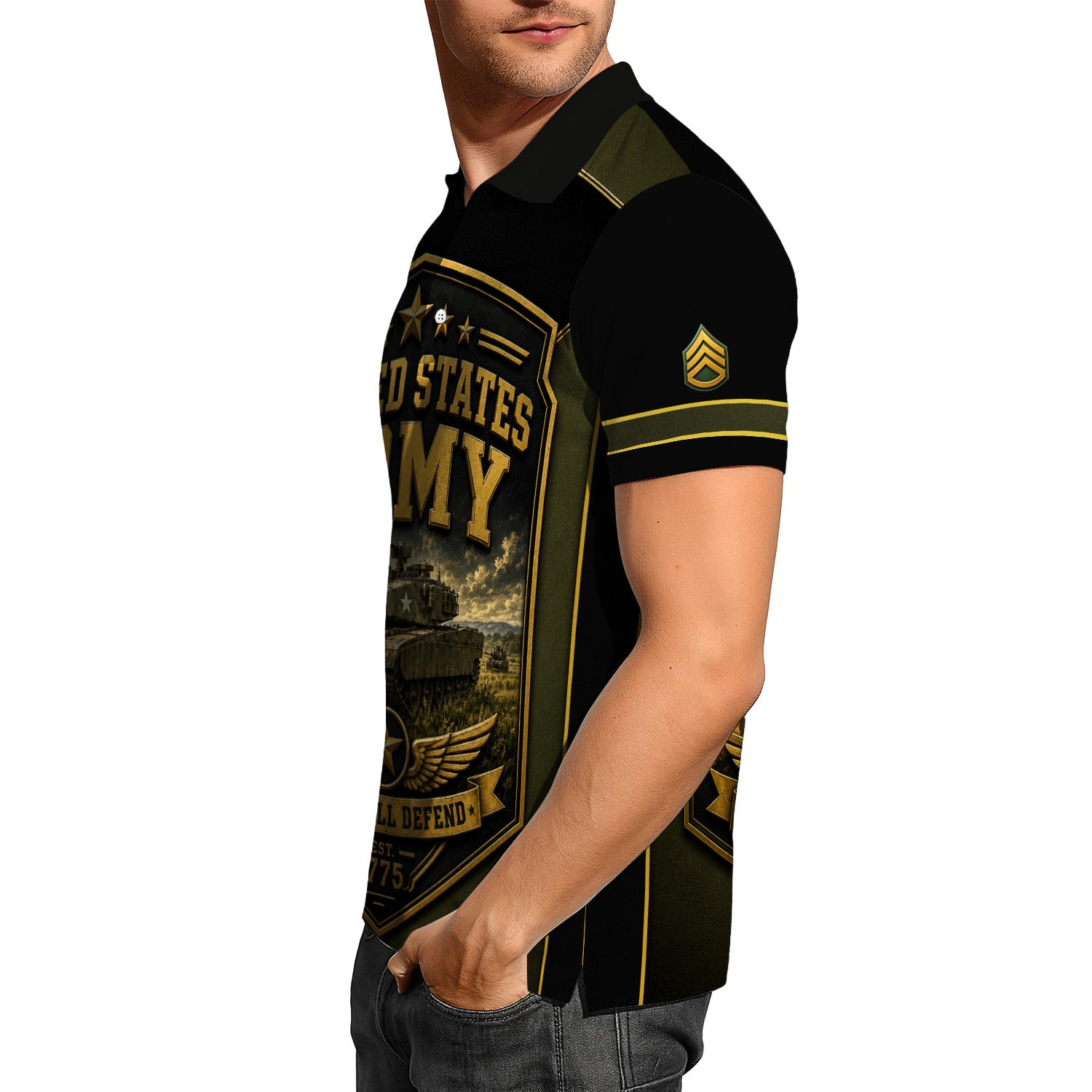 Personalized US Army Soldier 3D All-Over Print Polo Shirt