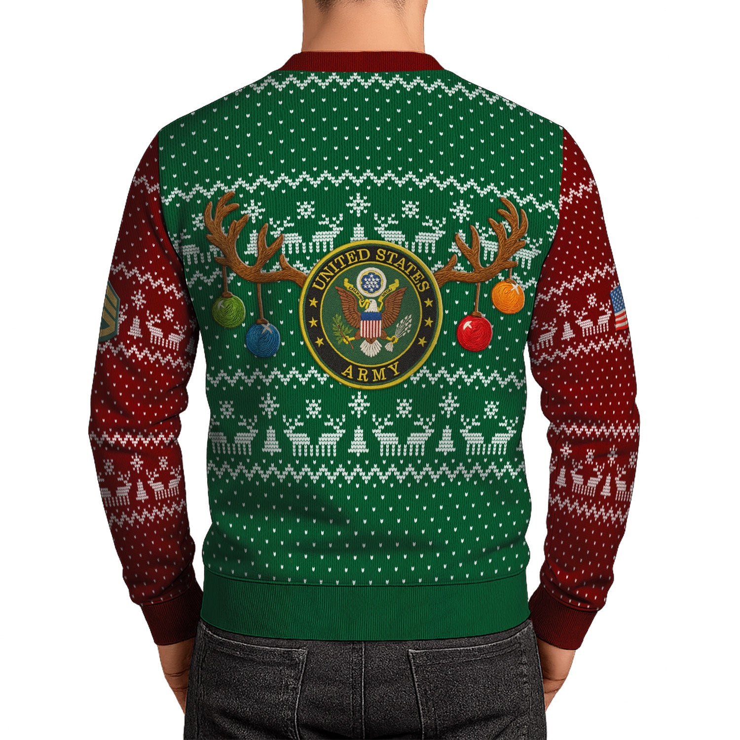 Personalized US Army Ugly Christmas Sweater KRUST21
