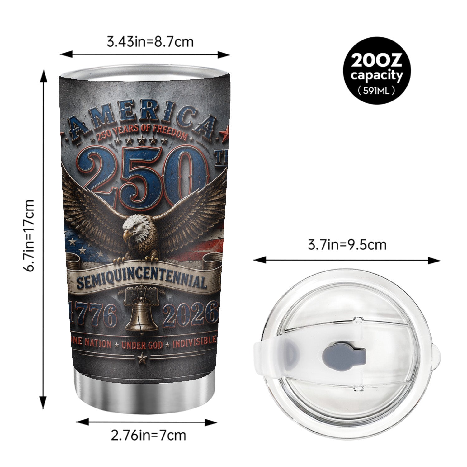America 250th Semiquincentennial Eagle 20oz Tumbler
