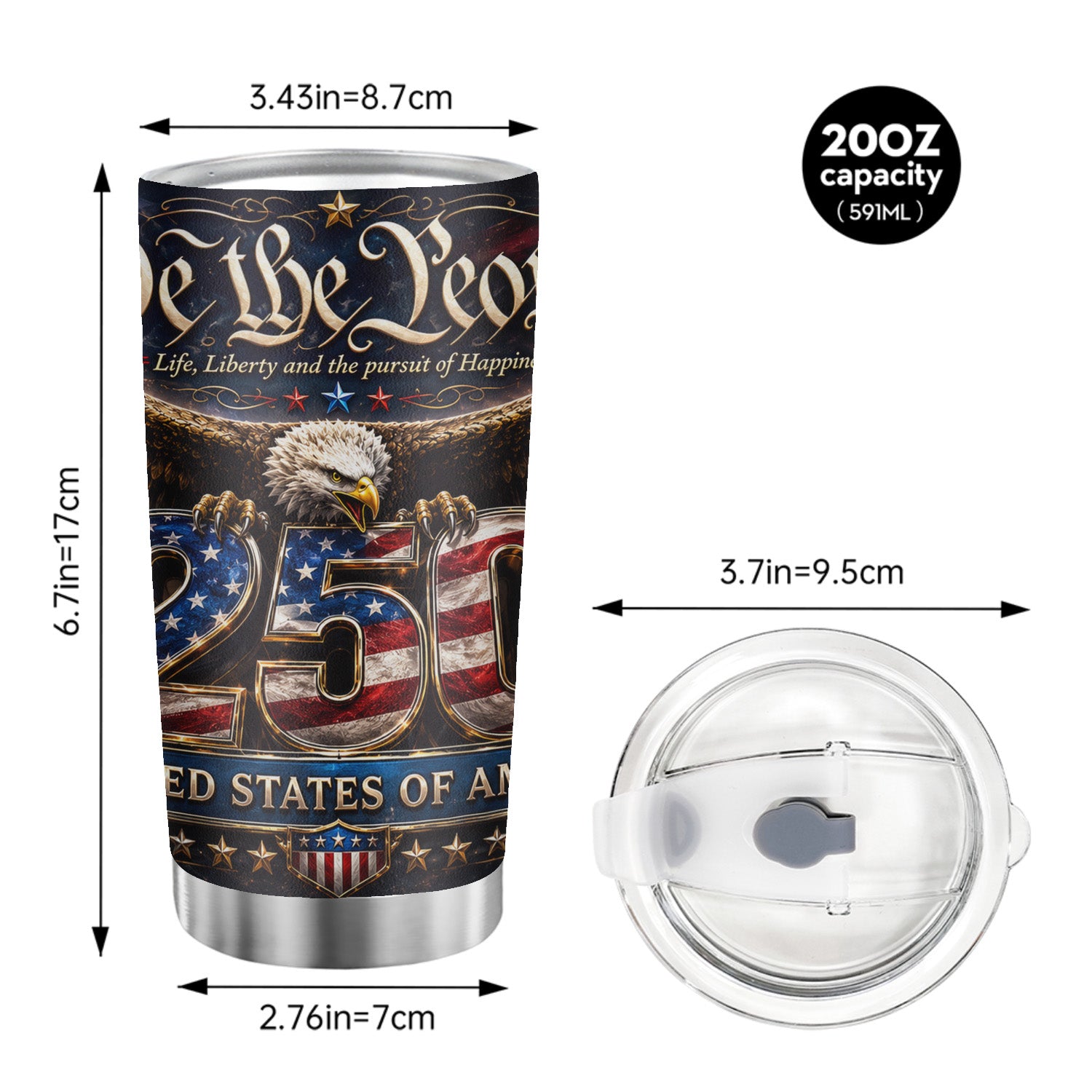 USA 250 Patriotic Tumbler 20oz Collector Gift
