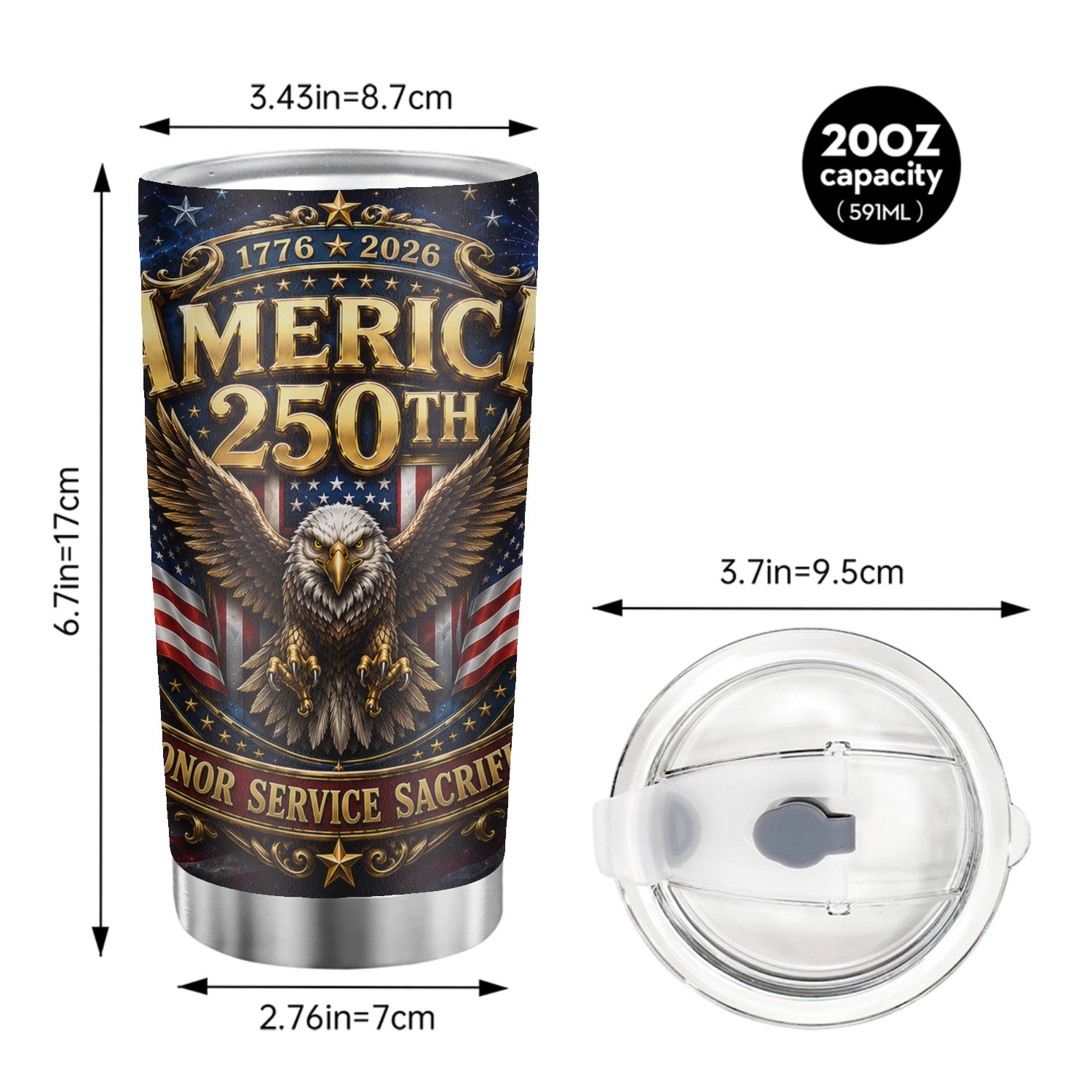 USA Liberty Bell Tumbler 20oz 250 Years Gift