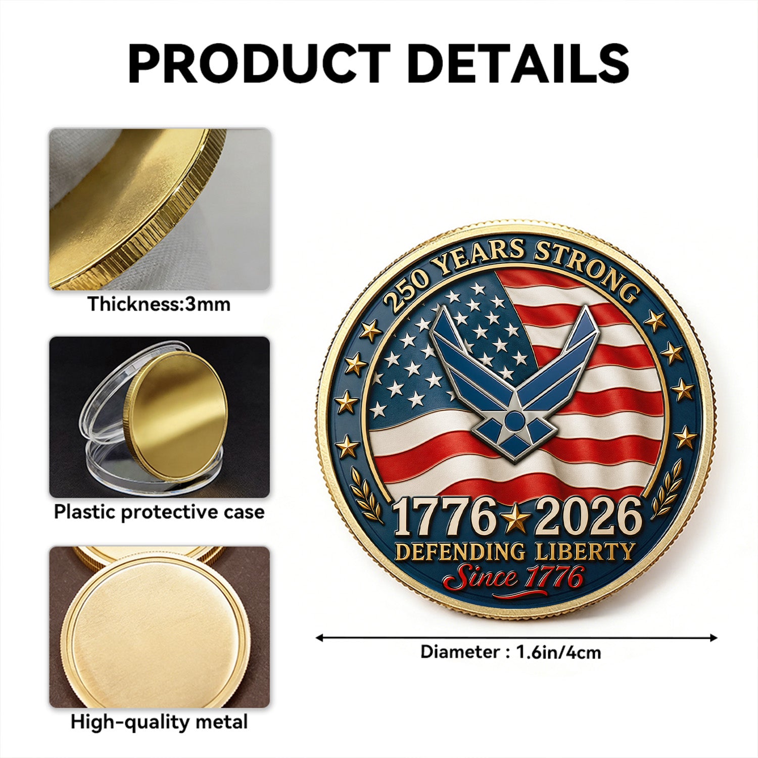 Custom Air Force Veteran Coin with Photo – Personalized Military Keepsake