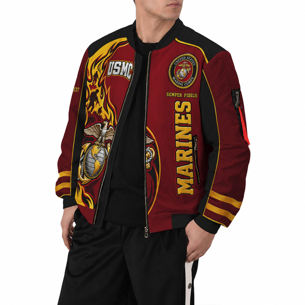 Custom USMC Bomber Jacket Personalized Military Rank Name for Men