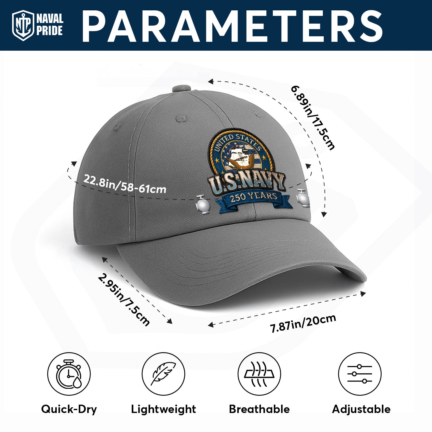 Custom Ranks US Navy Premium Washed Denim Cap DC020