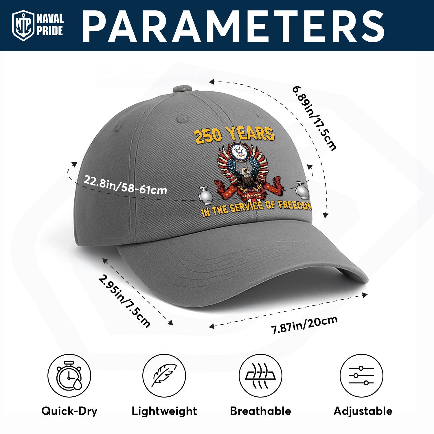 Custom Ranks US Navy Premium Washed Denim Cap DC024