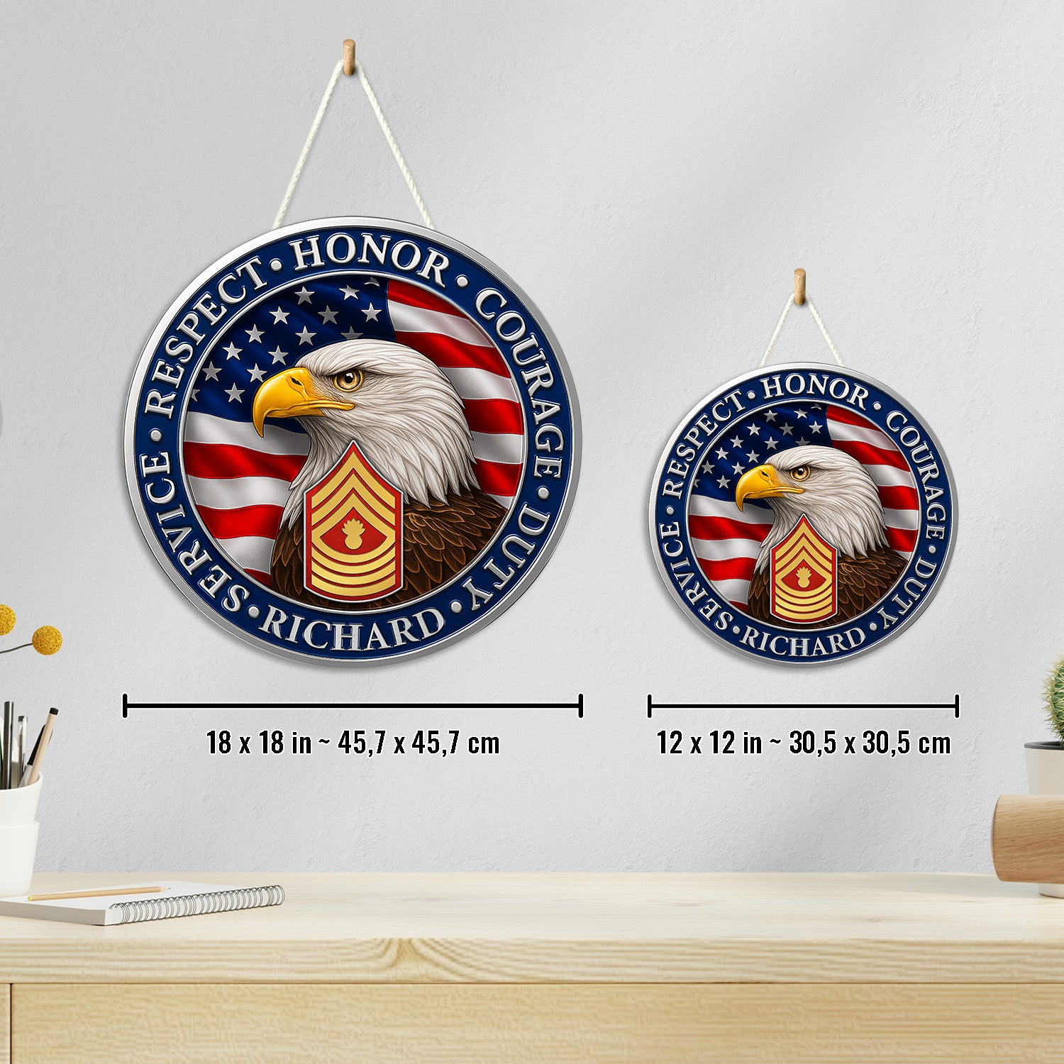 Personalized MARlNE Eagle Wooden Sign