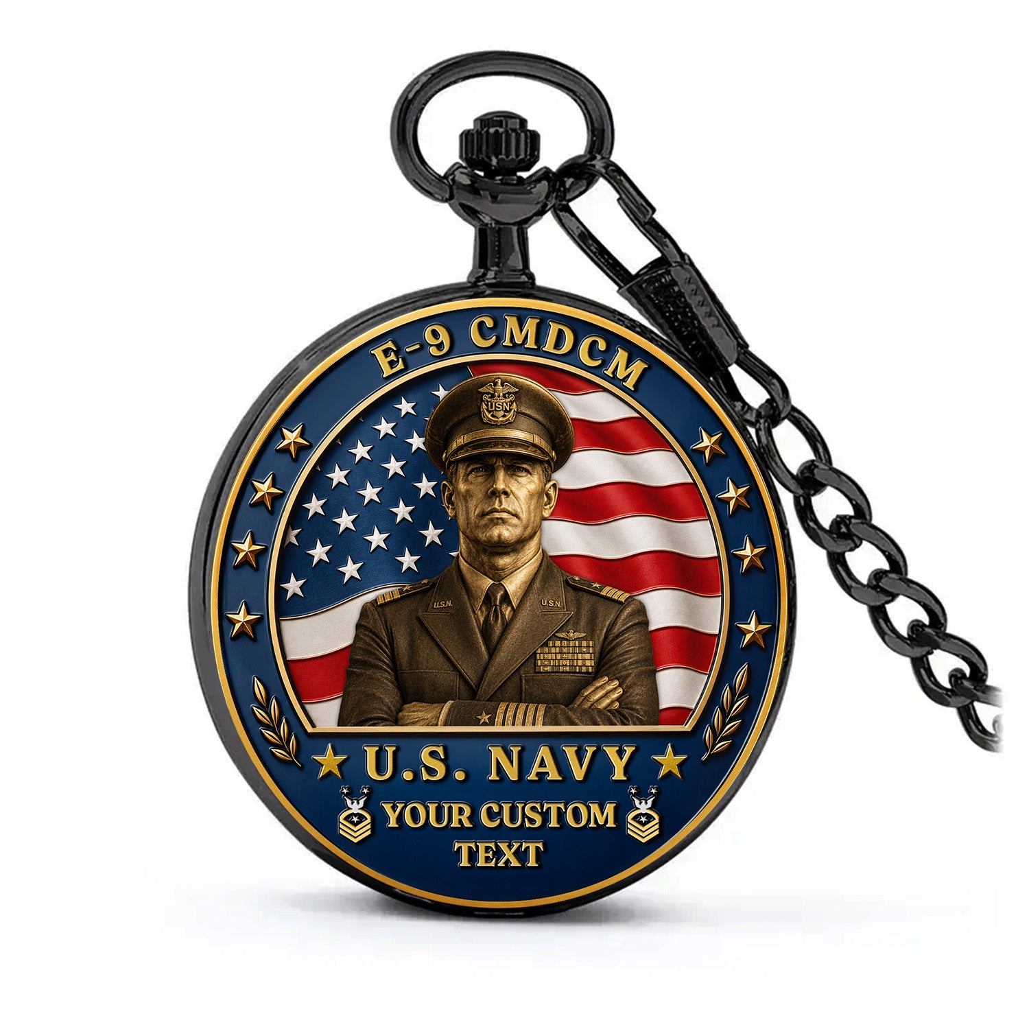 US Navy Sailor Pocket Watch Custom Name Rank Veteran Gift