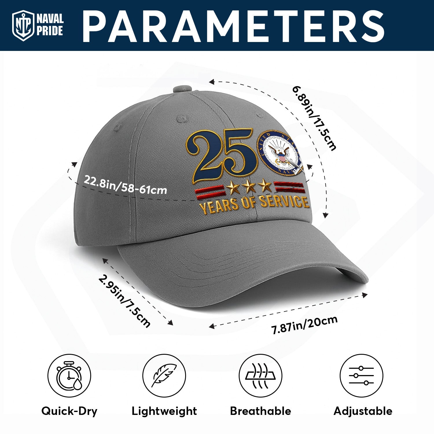 Custom Ranks US Navy Premium Washed Denim Cap DC022