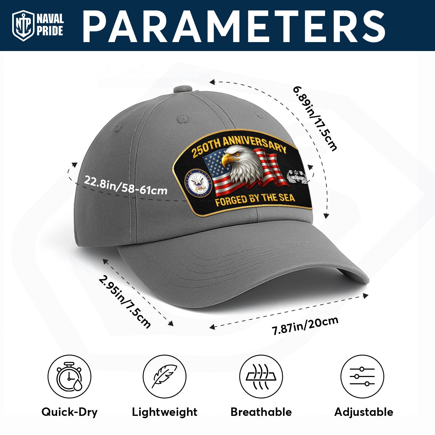 Custom Ranks US Navy Premium Washed Denim Cap DC021